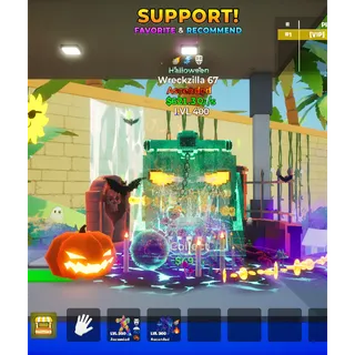 Wreckzilla 67 Halloween with THREE traits MAX LEVEL 621.3 Qi/s - Go up for Brainrots 