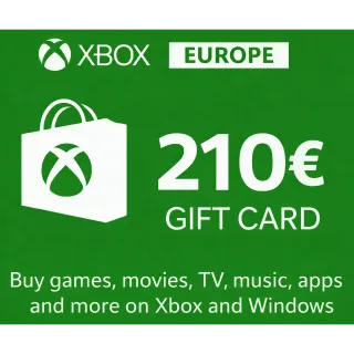 €210.00 EUR XBOX GIFT CARD - EUROPE