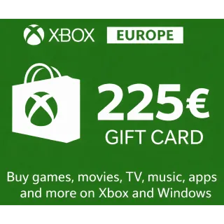 €225.00 EUR XBOX GIFT CARD - EUROPE