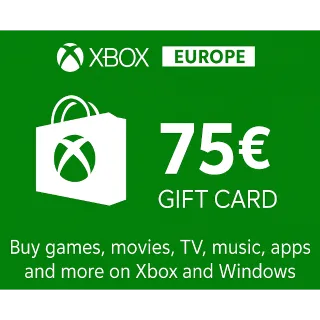 €75.00 EUR XBOX GIFT CARD - EUROPE