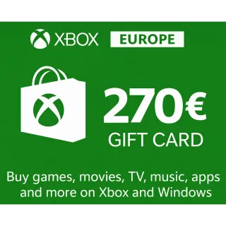 €270.00 EUR XBOX GIFT CARD - EUROPE