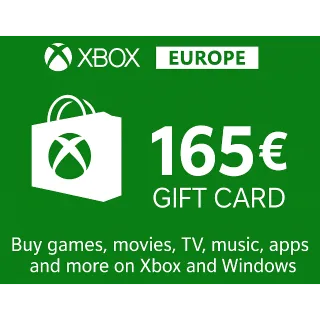 €165.00 EUR XBOX GIFT CARD - EUROPE