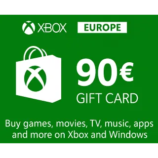 €90.00 EUR XBOX GIFT CARD - EUROPE