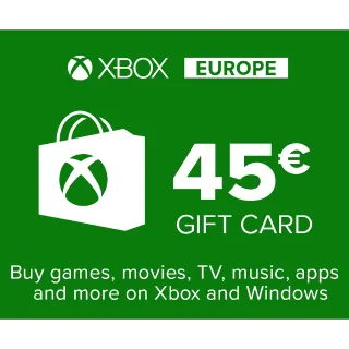 €45.00 EUR XBOX GIFT CARD - EUROPE
