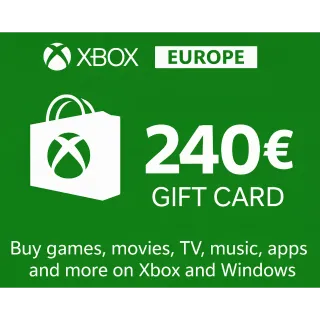 €240.00 EUR XBOX GIFT CARD - EUROPE