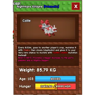 Grow A Garden/Titanic/NM Red Kitsune