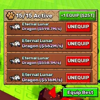 4x ETERNAL LUNAR DRAGON 500m/s - Steal An Egg