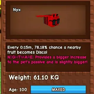 NIGHTMARE DISCO BEE 60KG - GROW A GARDEN