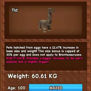 NIGHT MARE BRONTOSAURUS 60KG - GROW A GARDEN