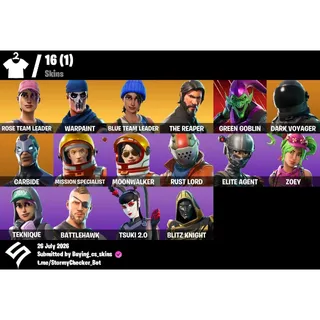 [PC/PSN/XBOX] 16 Skins | OG STW LİMİTED EDİTİON | Blue Team Leader | The Reaper | Take The L | Carbide | 550 VBUCKS+FULL ACCESS
