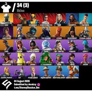 [PC/PSN/XBOX]  34 Skins | OG STW | Eon | Recon Expert | Lara Croft | Lynx | 300 VBUCKS+FULL ACCESS+MAİL CHANGEABLE