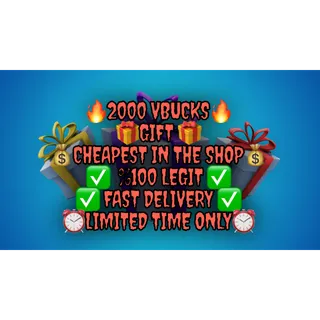 🎁 2000 VBucks Gift 🎁 | 100% Safe | Cheapest Price | All Platforms ✅