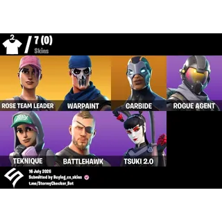[PC/PSN/XBOX] 7 Skins | OG STW | Rose Team Leader | Warpaint | Rogue Agent |Carbide| 150 VBUCKS+FULL ACCESS