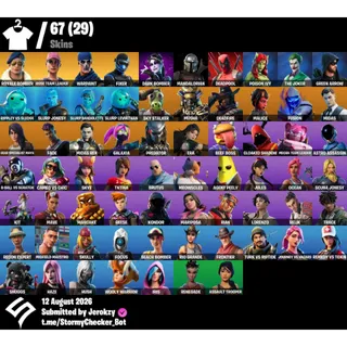 [PC/PSN/XBOX] 67 Skins | OG STW | Royale Bomber | The Joker |Galaxia| Skully| Midas|  250 VBUCKS+FULL ACCESS