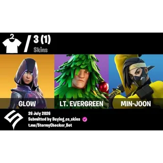 [PC/PSN/XBOX] 3 Skins | Glow | Lt. Evergreen |Mın-Joon|100 VBUCKS+FULL ACCESS+MAİL CHANGEABLE