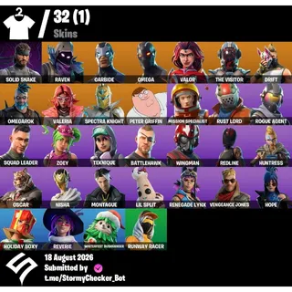 [PC/PSN/XBOX] 32 Skins | Omega | Raven | Rogue Agent | Carbide | 500 VBUCKS+FULL ACCESS+MAİL CHANGEABLE