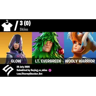 [PC/PSN/XBOX] 3 Skins | Glow | Lt. Evergreen | Wooly Warrior | 300 VBUCKS+FULL ACCESS+MAİL CHANGEABLE