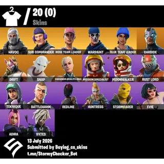 [PC/PSN/XBOX] 20 Skins | OG STW | Havoc | Drift |Take The L| Blue Team Leader |1100 VBUCKS+FULL ACCESS+MAİL CHANGEABLE