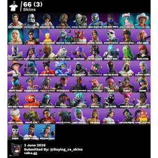 66 Skins 700 Vbucks Full Access+Orginal Mail PSN XBOX NİNTENDO PC MOBİLE  Mail changable
