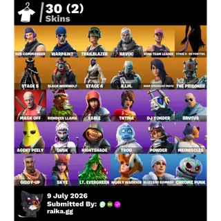 [PC/PSN/XBOX] 30 Skins| OG STW PL 50  LİMİTED EDİTİON Founder's Blazing Masamune|250 VBUCKS FULL ACCESS+MAİL CHANGEABLE