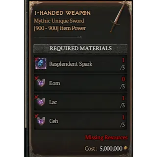 S14 Diablo 4  Mythic Unique  Sword(3*Eom  + 3* Lac +3*Ceh) Any 9 runes  Diablo IV Ship immediately ⭐Death Awakening