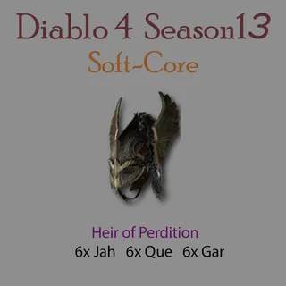 S13  Diablo 4  S13 Heir of Perdition  (6*Jah + 6* Que + 6* Gar)   Any 18 runes  Diablo IV Ship immediately