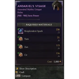 S14 Diablo 4  S14  ANDARIEL'S VISAGE  (6*Tam  + 6* Zan + 6* Cir )   Any 18 runes  Diablo IV Ship immediately  ⭐Death Awakening
