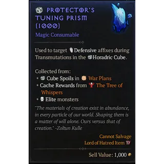 S14 DIABLO 4 PROTECTOR'S   TUNING PRISM*500   Diablo IV  ⭐Death Awakening