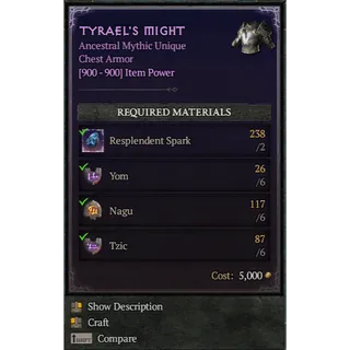 S14 Diablo 4   TYRAEL'S MIGHT(6*Yom  + 6* Nagu + 6*Tzic ) Any 18 runes  Diablo IV Ship immediately ⭐Death Awakening
