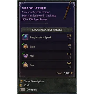S14 Diablo 4   GRANDFATHER(6*Tam  + 6* Mot + 6*Yax ) Any 18 runes  Diablo IV Ship immediately ⭐Death Awakening