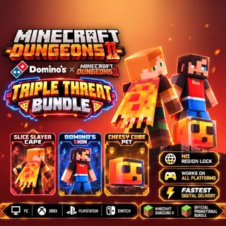 Minecraft Dungeons II - Domino’s 3 Item Bundle Skin Cape Pet All Platforms