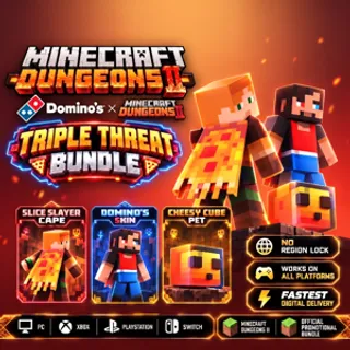 Minecraft Dungeons II - Domino’s 3 Item Bundle Skin Cape Pet All Platforms