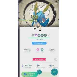 Zacian Crowned Level 50 Shiny Background - Trade 20k dust
