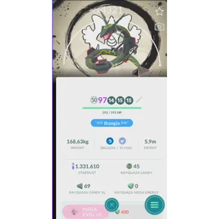 Rayquaza Level 50 Shiny Background Global - Trade 20k dust