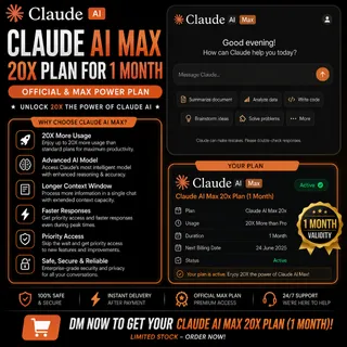 Shared Claude ai Max 20x Plan for 1 Month