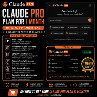 Claude Ai Pro Plan for 1 Month