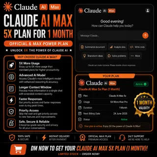 Claude ai Max 5x Plan for 1 Month