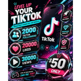 TikTok Growth Pack – 2K Followers + 20K Likes + 30K Views – $50