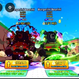 2x Burgerini Bearini With Galaxy Trait | Escape Tsunami For Brainrots!