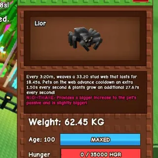 Huge  Nightmare Spider 62.45 KG | Grow A Garden