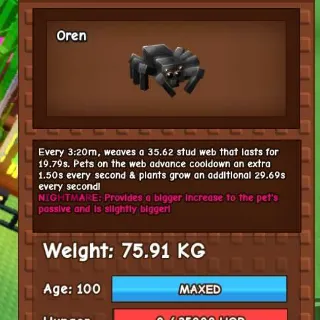 Titanic Nightmare Spider 75.91 KG | Grow A Garden