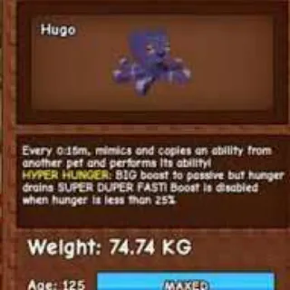 Huge Hyper Hunger Mimic Octupos 74-75+ Kg Level 125