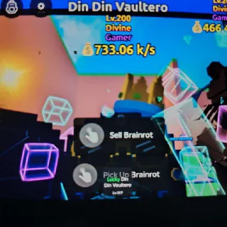 $733.06 k/s Gamer Din Din Vaultero Lv. 200 I Escape Tsunami For Brainrots!