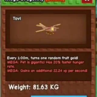 1:00m CD | Mega Titanic Dragonfly (81.63 KG) I GROW A GARDEN