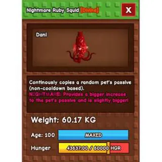 Huge Nightmare Ruby Squid 60+ Kg