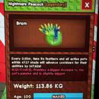 113 KG Godly Nightmare Peacock (15 S ) I Grow a Garden