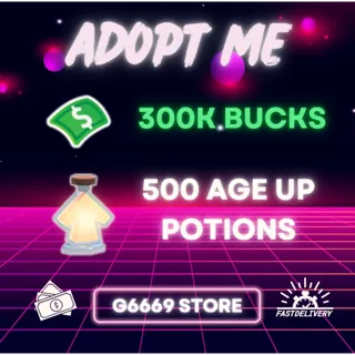 +300K Bucks +500 Age-up Potions - Adopt Me Account 