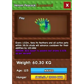 Venom Peacock 60KG - GROW A GARDEN