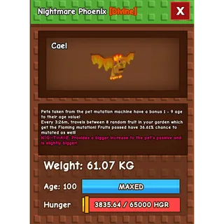 Nightmare Phoenix 60 KG - GROW A GARDEN
