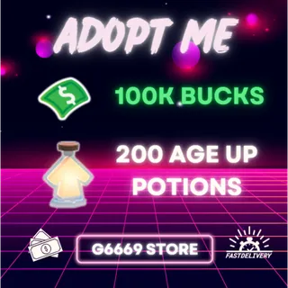 +100K Bucks +200 Age-up Potions - Adopt Me Account 